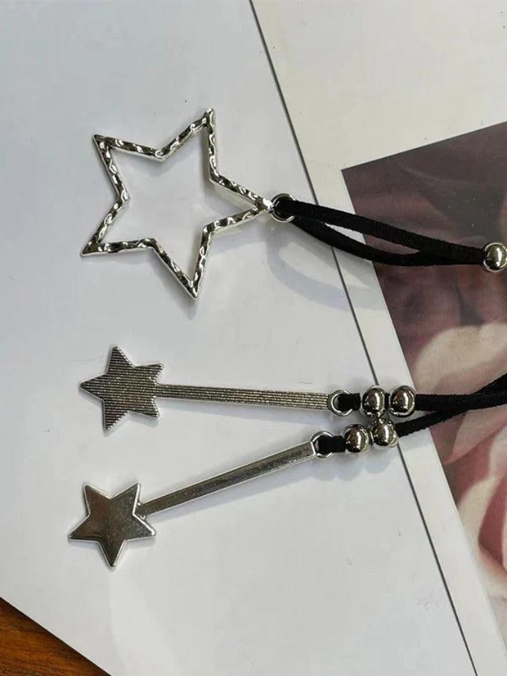 Designer Velvet Cut Out Star Pendant Necklace