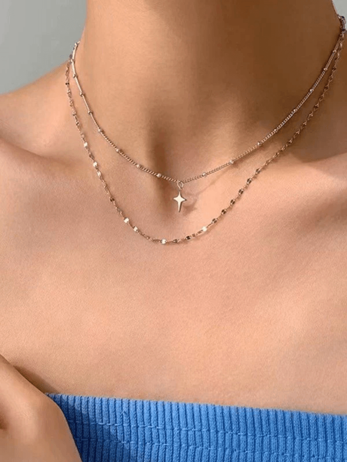 Double Layer Star Charm Necklace