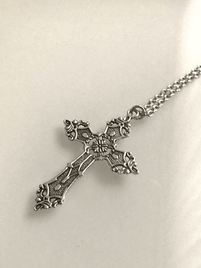 Vintage baroque cross necklace