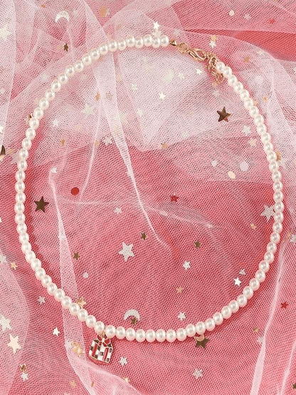 Faux Pearl Christmas Necklace