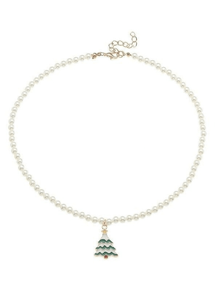 Faux Pearl Christmas Necklace
