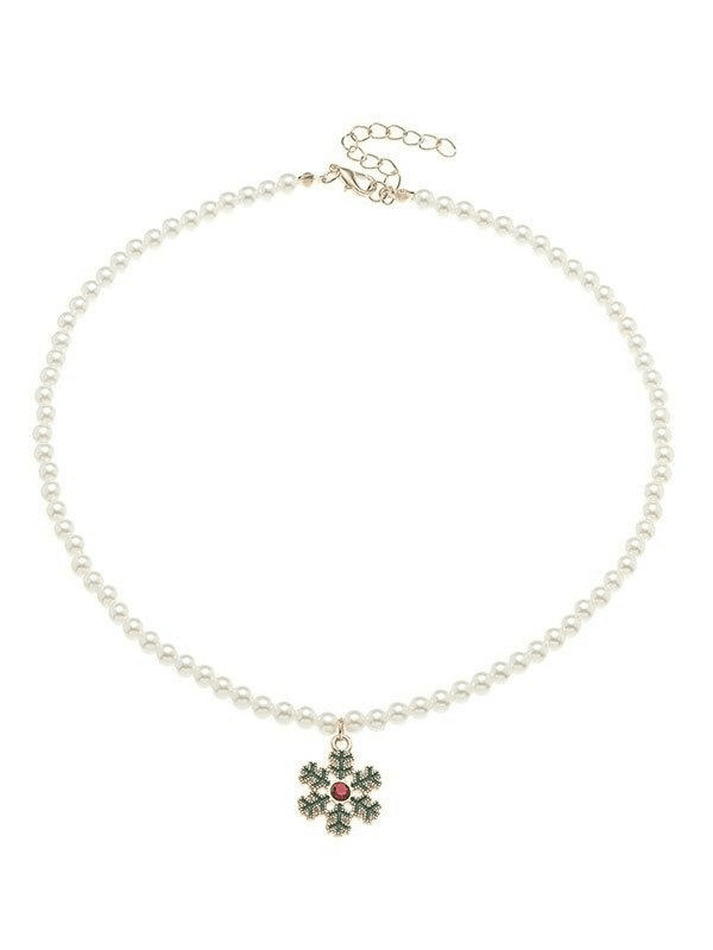 Faux Pearl Christmas Necklace