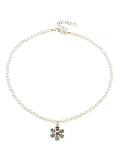 Faux Pearl Christmas Necklace