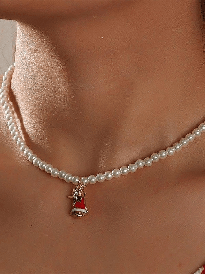 Faux Pearl Christmas Necklace