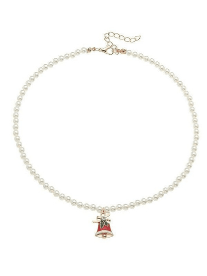 Faux Pearl Christmas Necklace