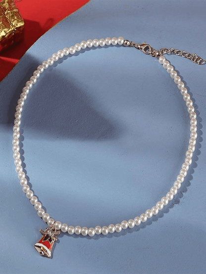 Faux Pearl Christmas Necklace