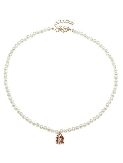Faux Pearl Christmas Necklace