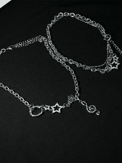 Rhinestone Decor Charm Necklace