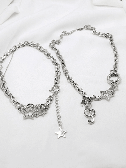 Rhinestone Decor Charm Necklace