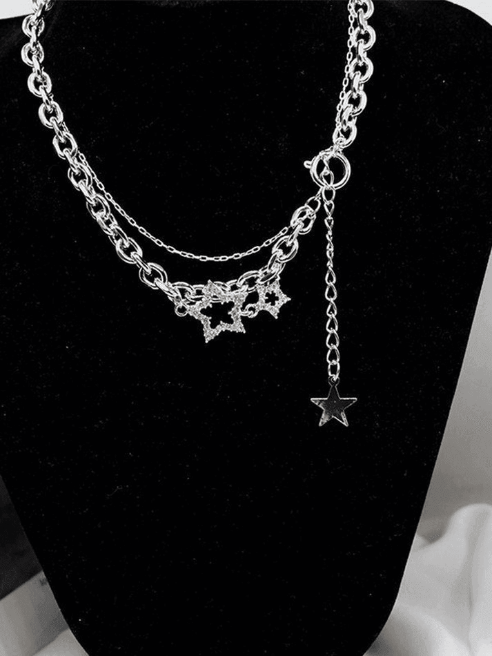 Rhinestone Decor Charm Necklace