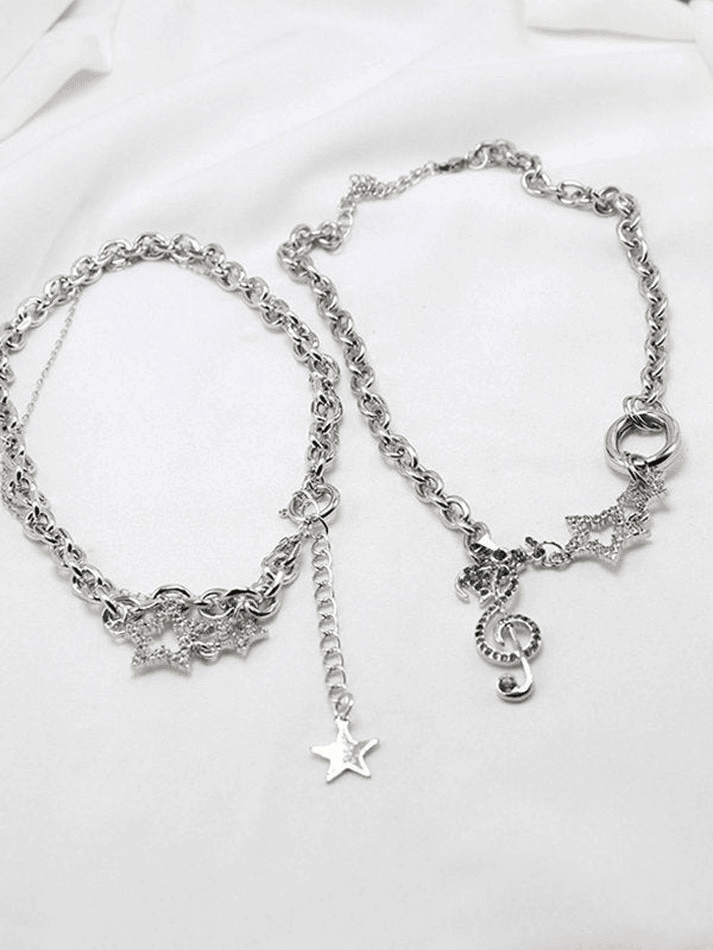 Rhinestone Decor Charm Necklace
