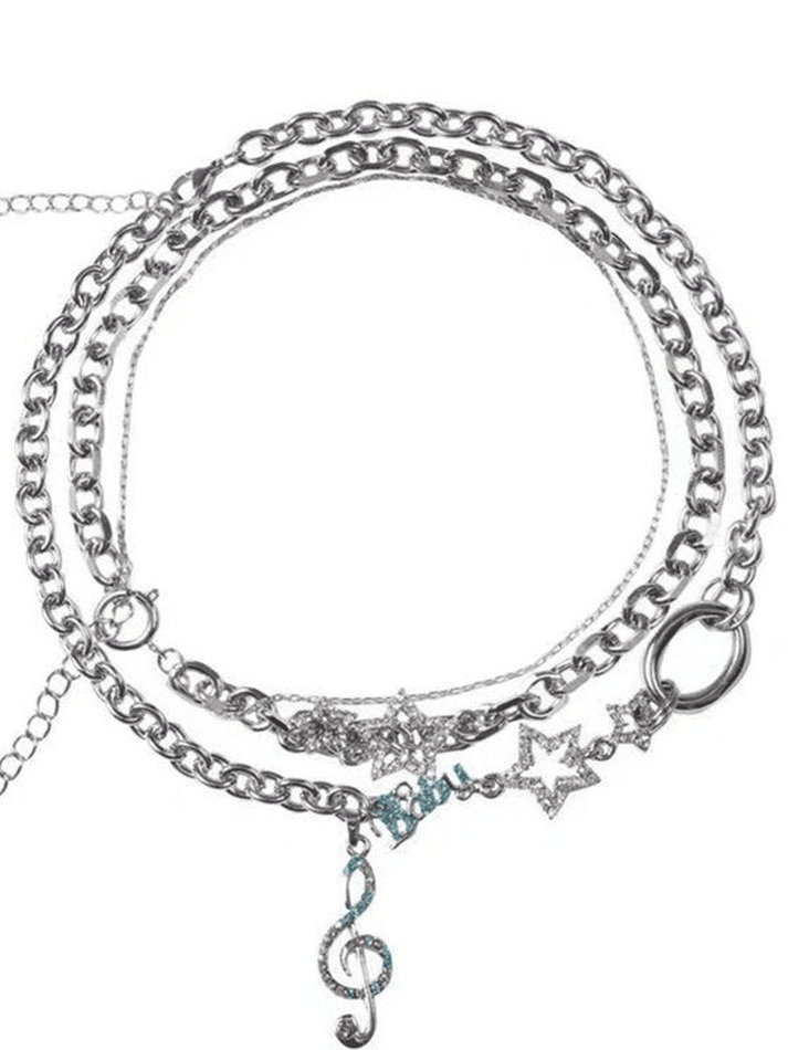 Rhinestone Decor Charm Necklace