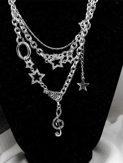 Rhinestone Decor Charm Necklace