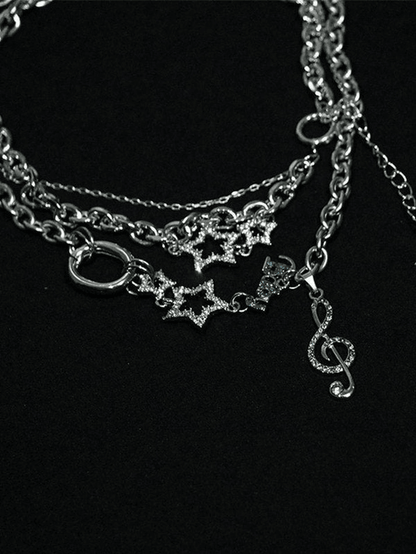 Rhinestone Decor Charm Necklace