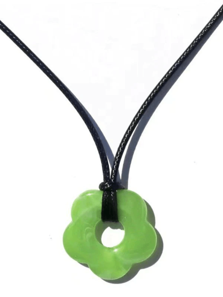 Hollow Flower Pendant Rope Necklace