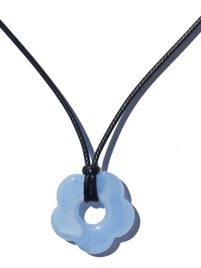 Hollow Flower Pendant Rope Necklace