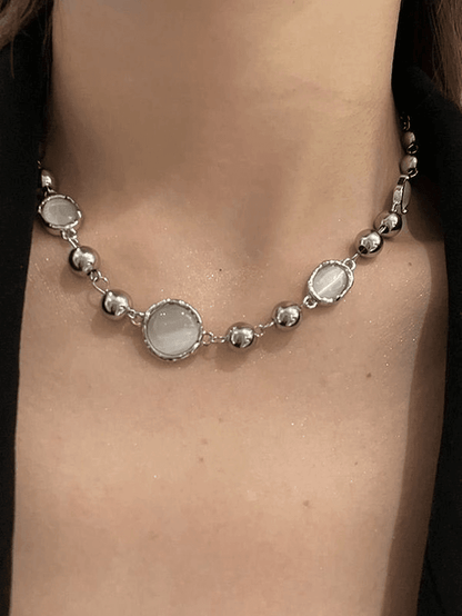 Grunge gemstone decor bead necklace