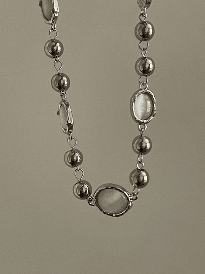 Grunge gemstone decor bead necklace