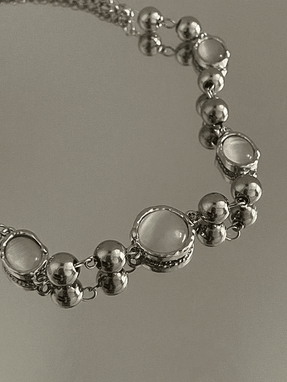 Grunge gemstone decor bead necklace
