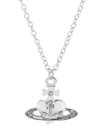 Rhinestone Cross Heart Pendant Necklace