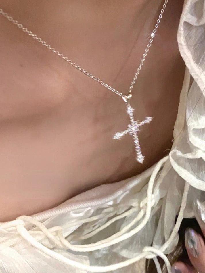 Rhinestone Cross Pendant Necklace