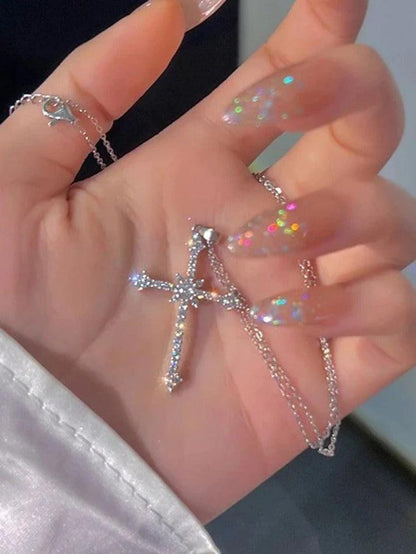 Rhinestone Cross Pendant Necklace