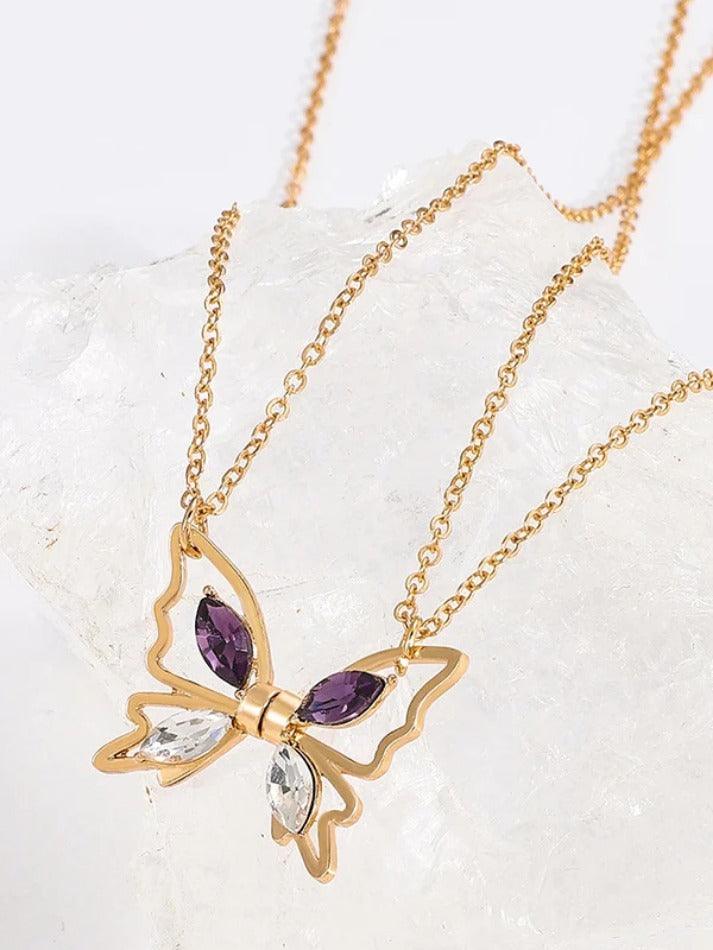 Magnetic Shimmer Butterfly Pendant Necklace