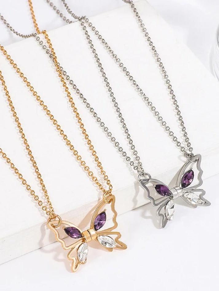 Magnetic Shimmer Butterfly Pendant Necklace