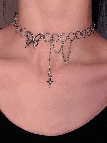 Choker necklace decorated with butterfly stars