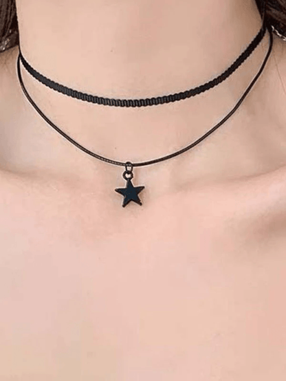 Double Layer Black Star Choker Necklace