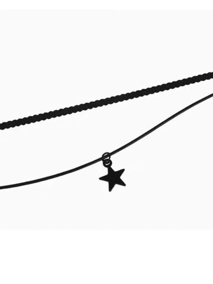 Double Layer Black Star Choker Necklace