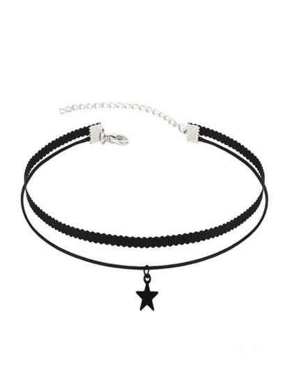 Double Layer Black Star Choker Necklace