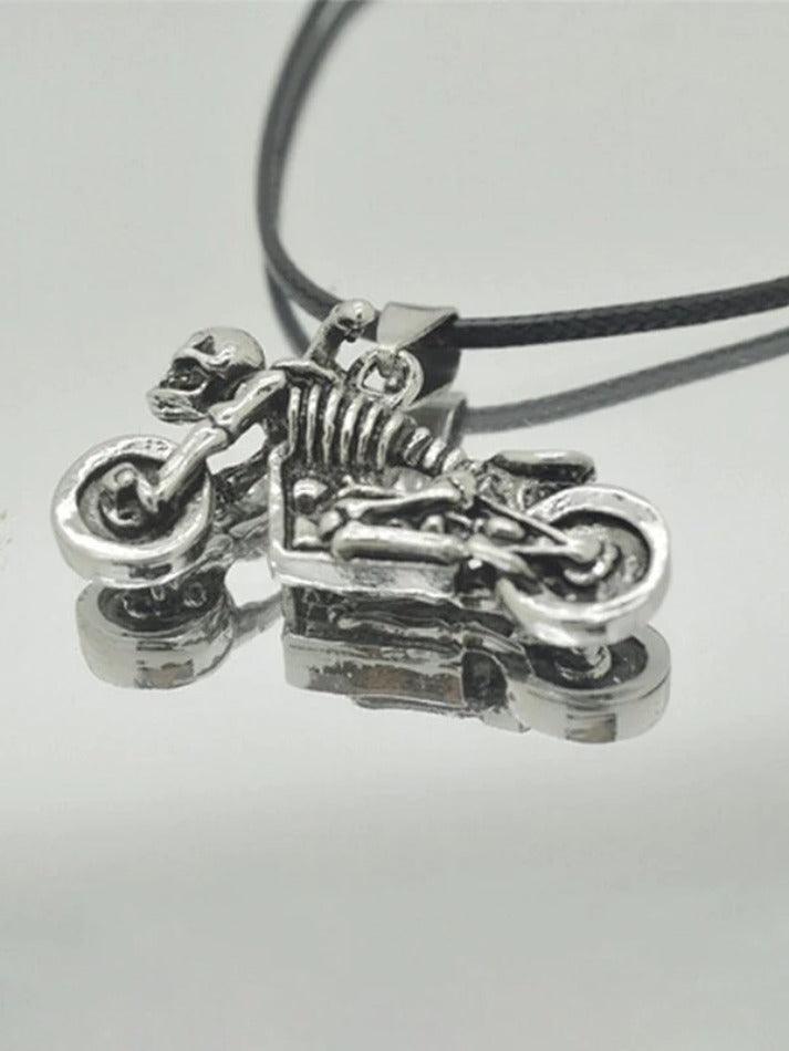 Vintage motorcycle skull necklace for men
