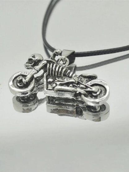 Vintage motorcycle skull necklace for men