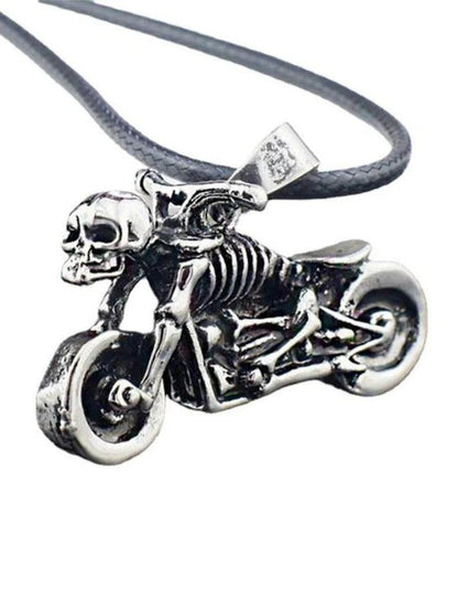 Vintage motorcycle skull necklace for men