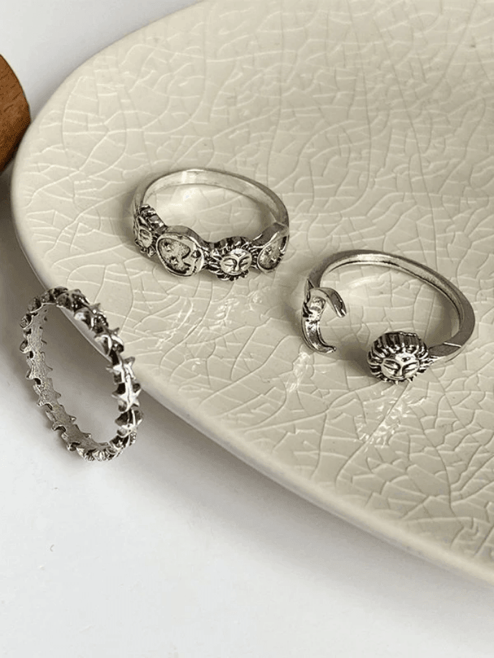 Vintage Sun Moon Star Ring Set