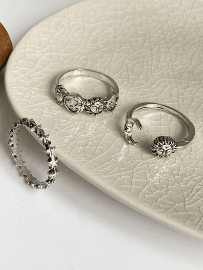 Vintage Sun Moon Star Ring Set