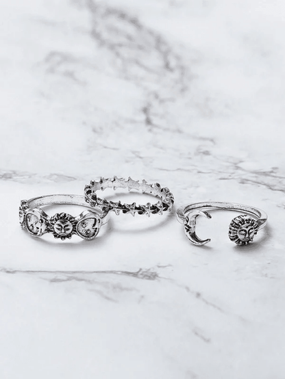 Vintage Sun Moon Star Ring Set