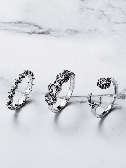Vintage Sun Moon Star Ring Set