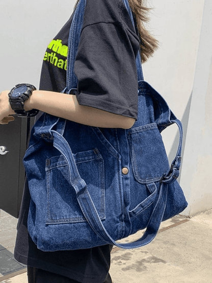 Large vintage denim tote bag