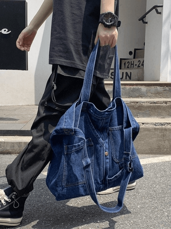 Large vintage denim tote bag