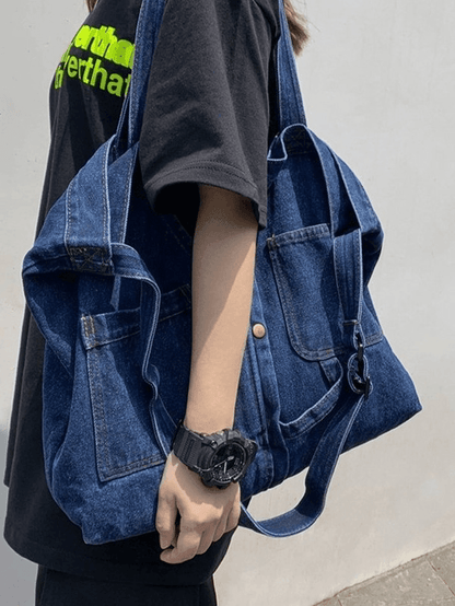 Large vintage denim tote bag