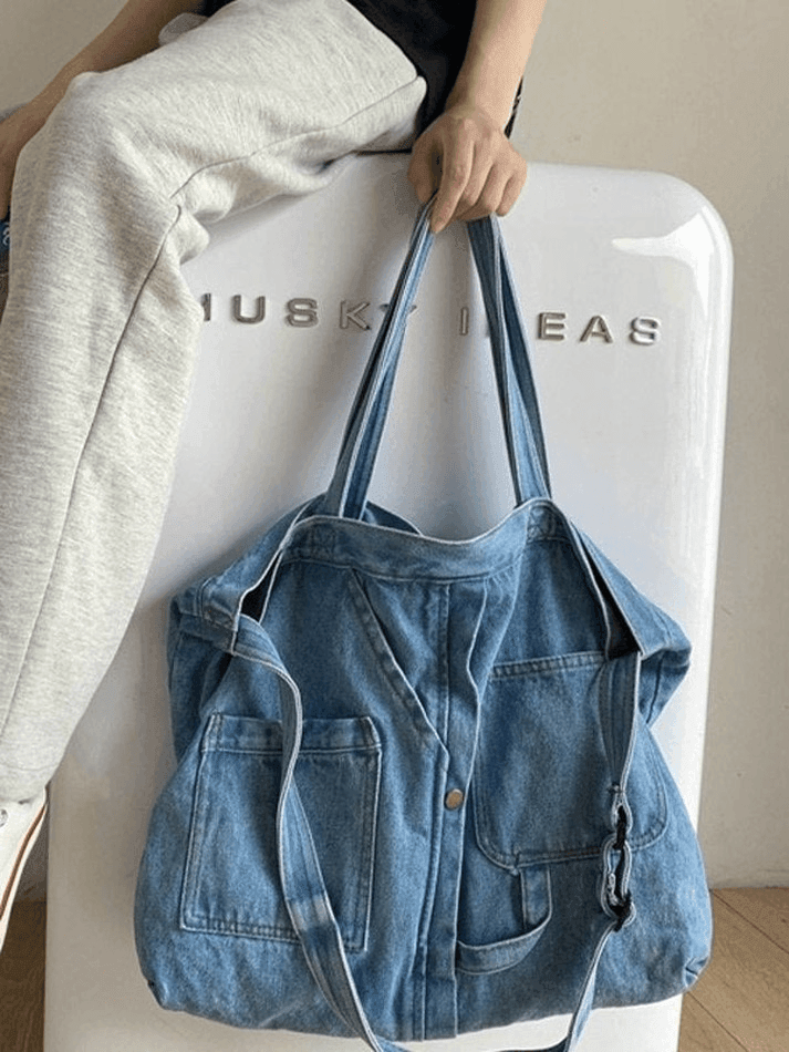 Large vintage denim tote bag
