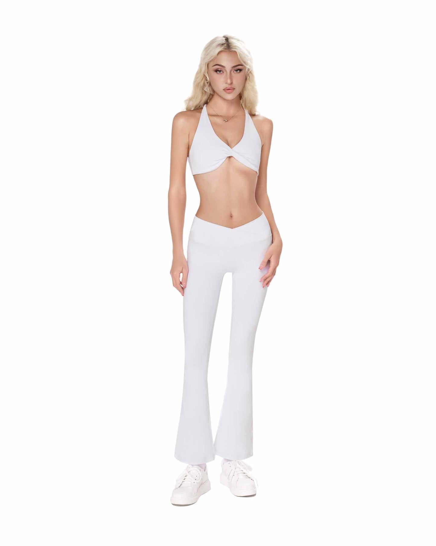 Mia Cross Front Bra - White
