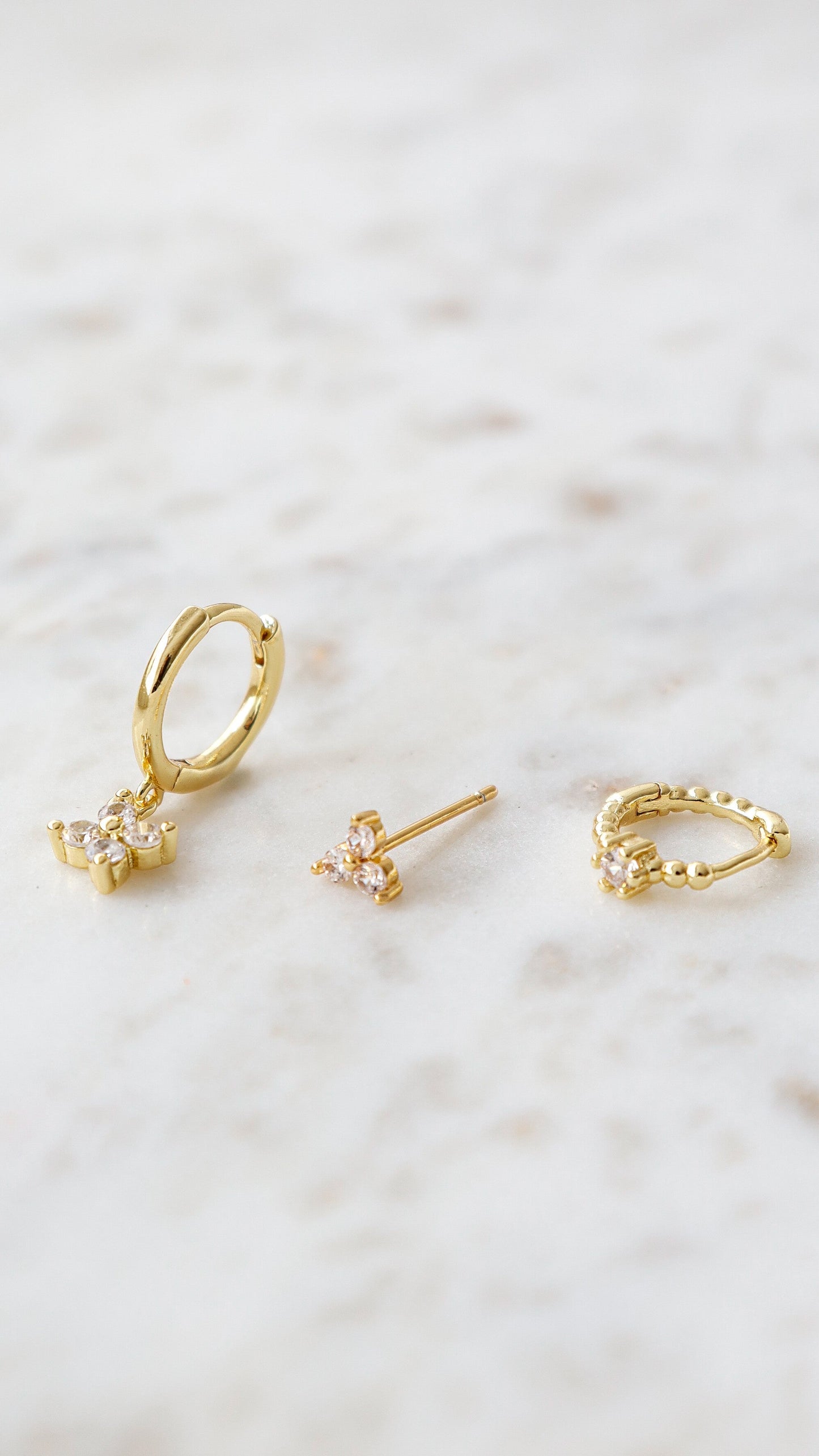 Celin Gold Stacker Earring Set - Gold