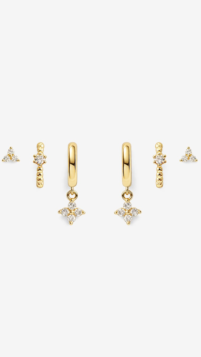Celin Gold Stacker Earring Set - Gold