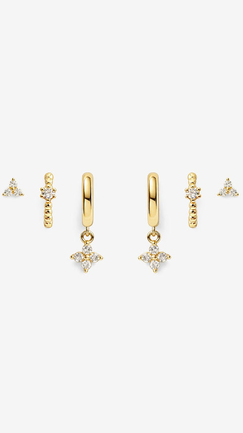Celin Gold Stacker Earring Set - Gold