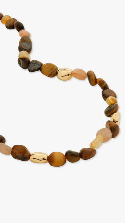 Kohen Beaded Necklace - Golden Brown