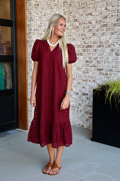 Holland Puff Sleeve Midi Dress