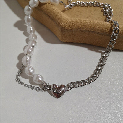 Pearl Asymmetric Heart Necklace